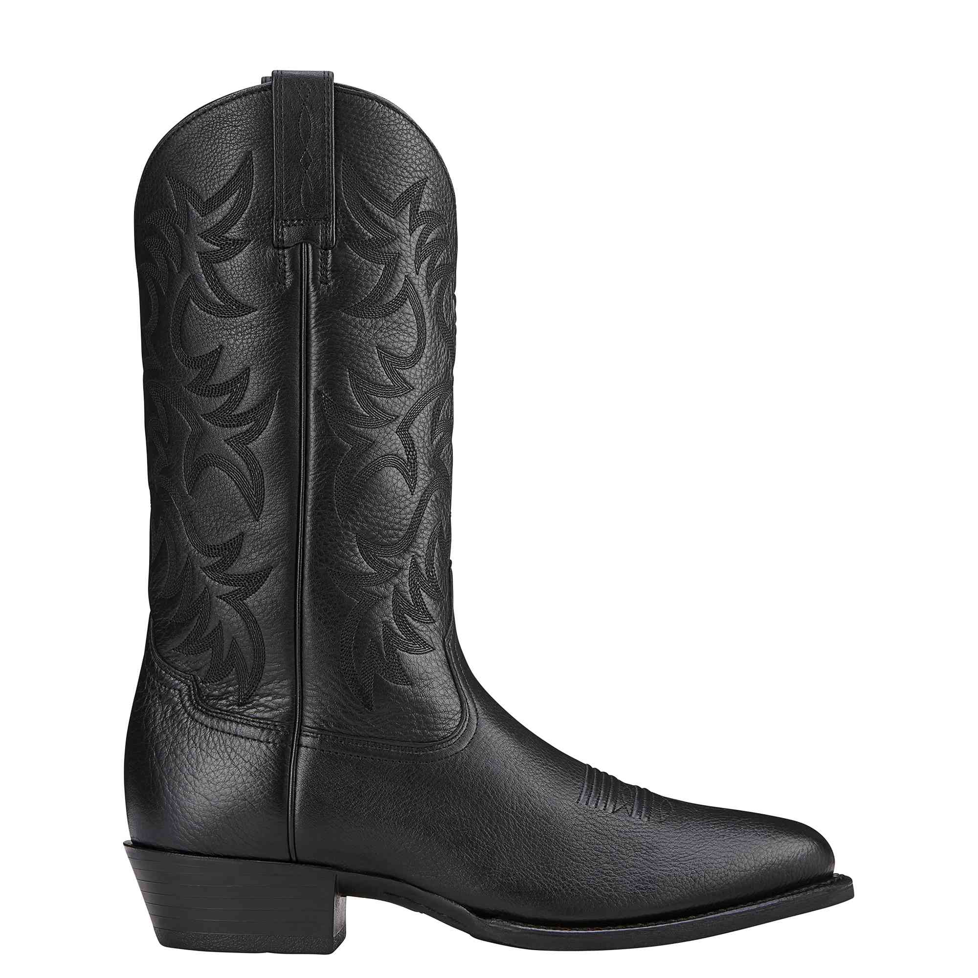 Ariat Men's Black Deertan Heritage R Toe Western Boots 10002218 - Image 4