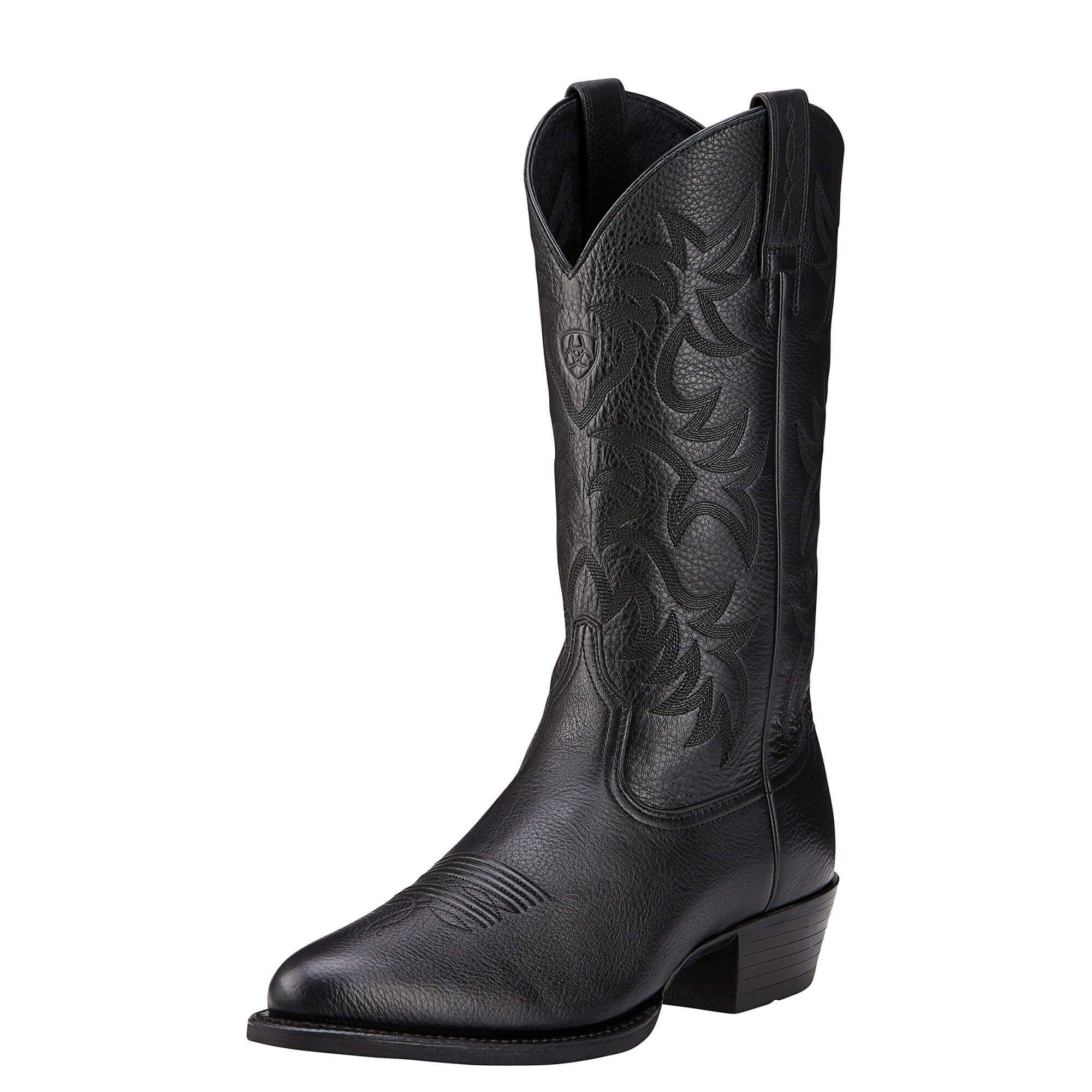 Ariat Men's Black Deertan Heritage R Toe Western Boots 10002218 - Image 7