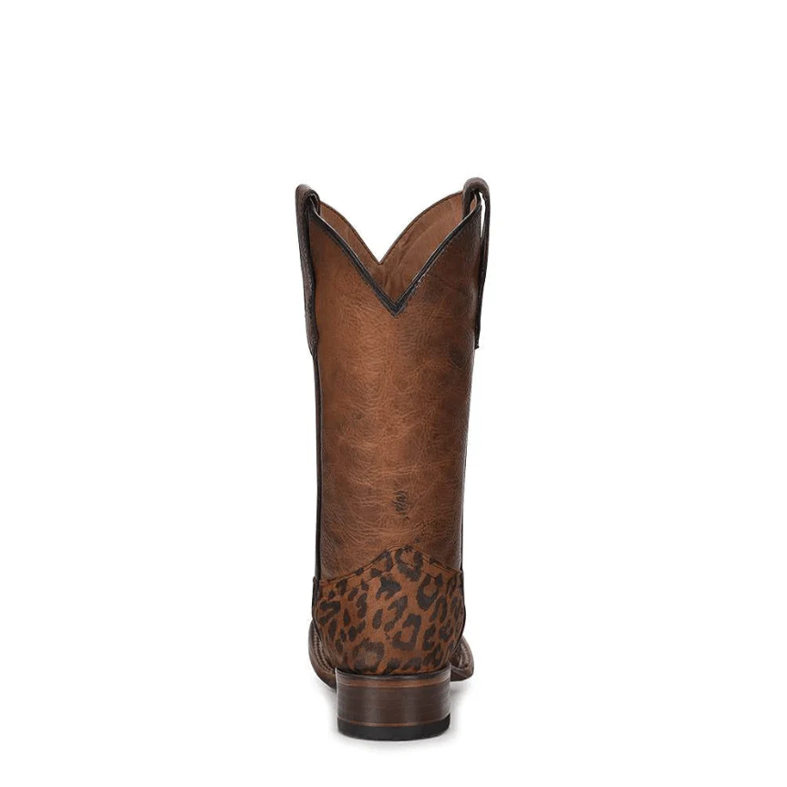 Circle G Girls Saddle Tan Leopard Print Square Toe Western Boots J7108 - Image 4