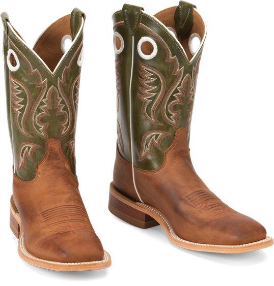 Justin Men's Bent Rail Austin Cognac Brown Square Toe Western Boots BR307 - Image 7