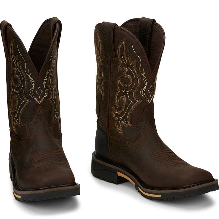 Justin Men's Hybred® Joist Aged Brown Waterproof Work Boots SE4624 - Image 7