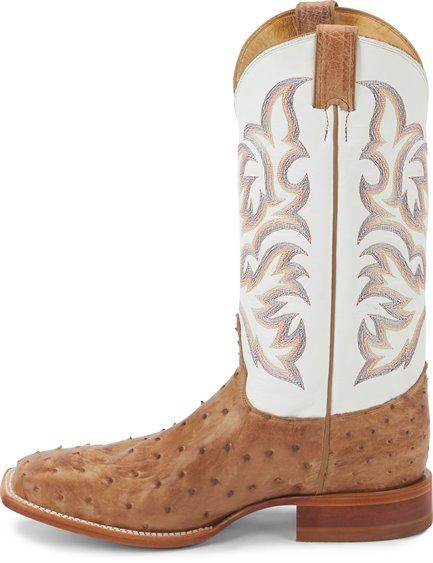 Justin Men's Pascoe Antique Tan & White Full Quill Ostrich Exotic Western Boots 8572 - Image 3