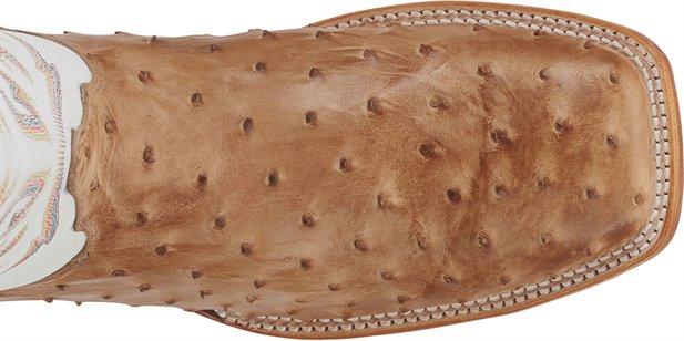 Justin Men's Pascoe Antique Tan & White Full Quill Ostrich Exotic Western Boots 8572 - Image 4