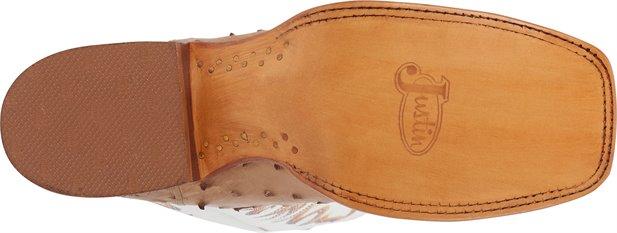 Justin Men's Pascoe Antique Tan & White Full Quill Ostrich Exotic Western Boots 8572 - Image 8