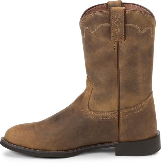 Justin Men's Stampede Jeb Tan Apache Round Toe Roper Boots 3902 - Image 3