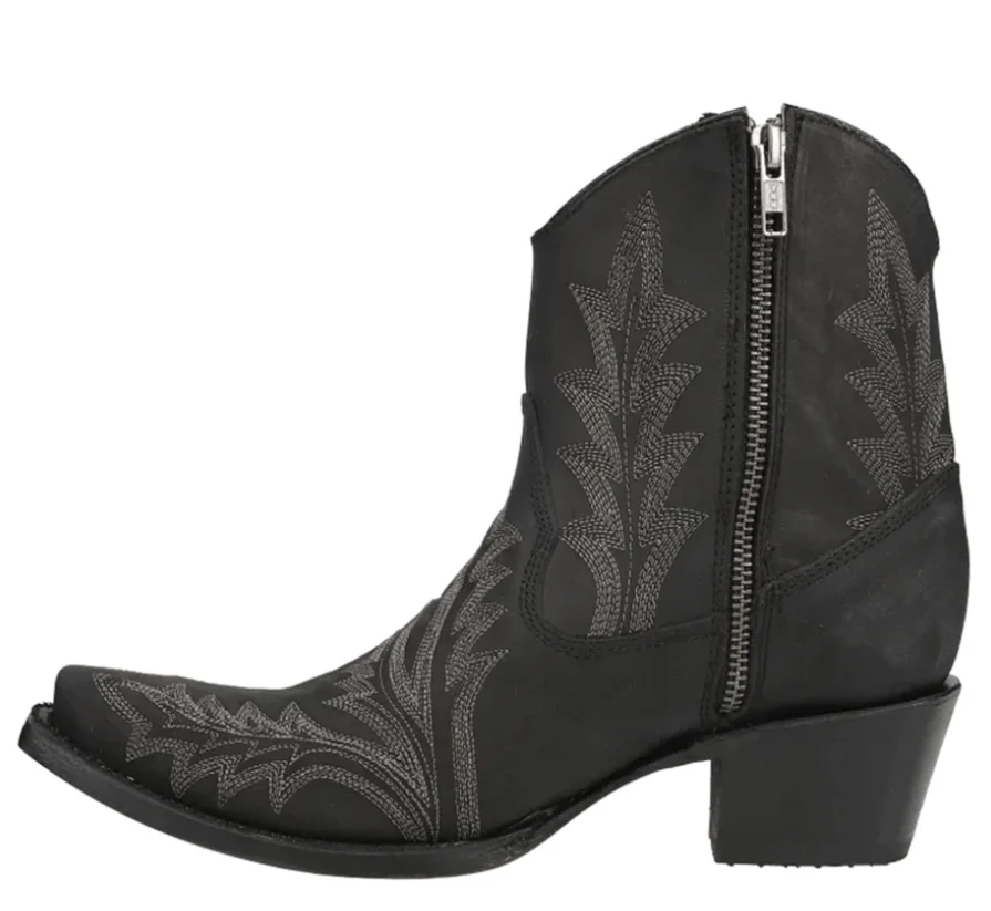 Circle G Women's Black Embroidery Zipper Ankle Western Booties L5701 - Image 3
