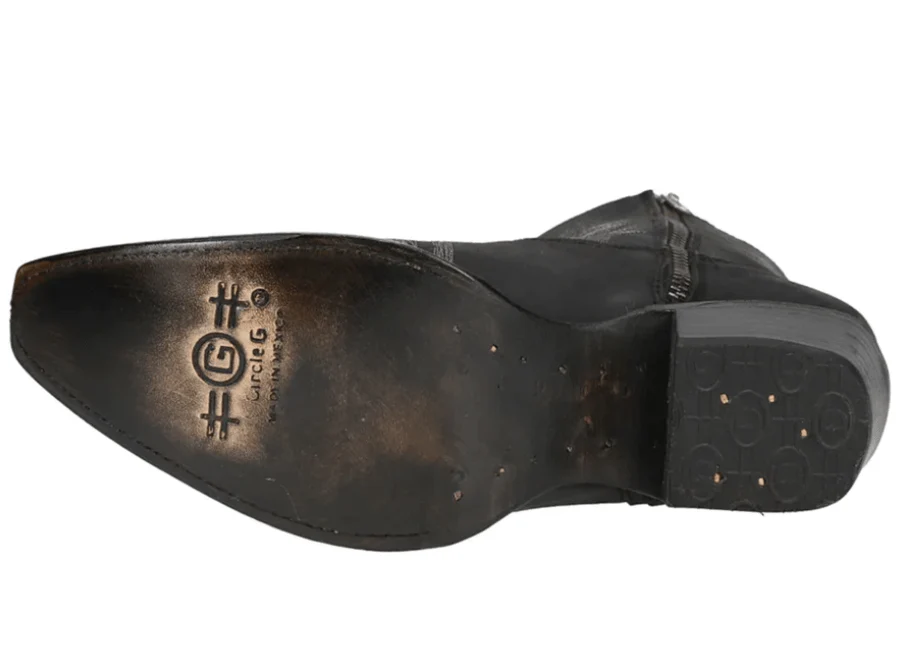 Circle G Women's Black Embroidery Zipper Ankle Western Booties L5701 - Image 5