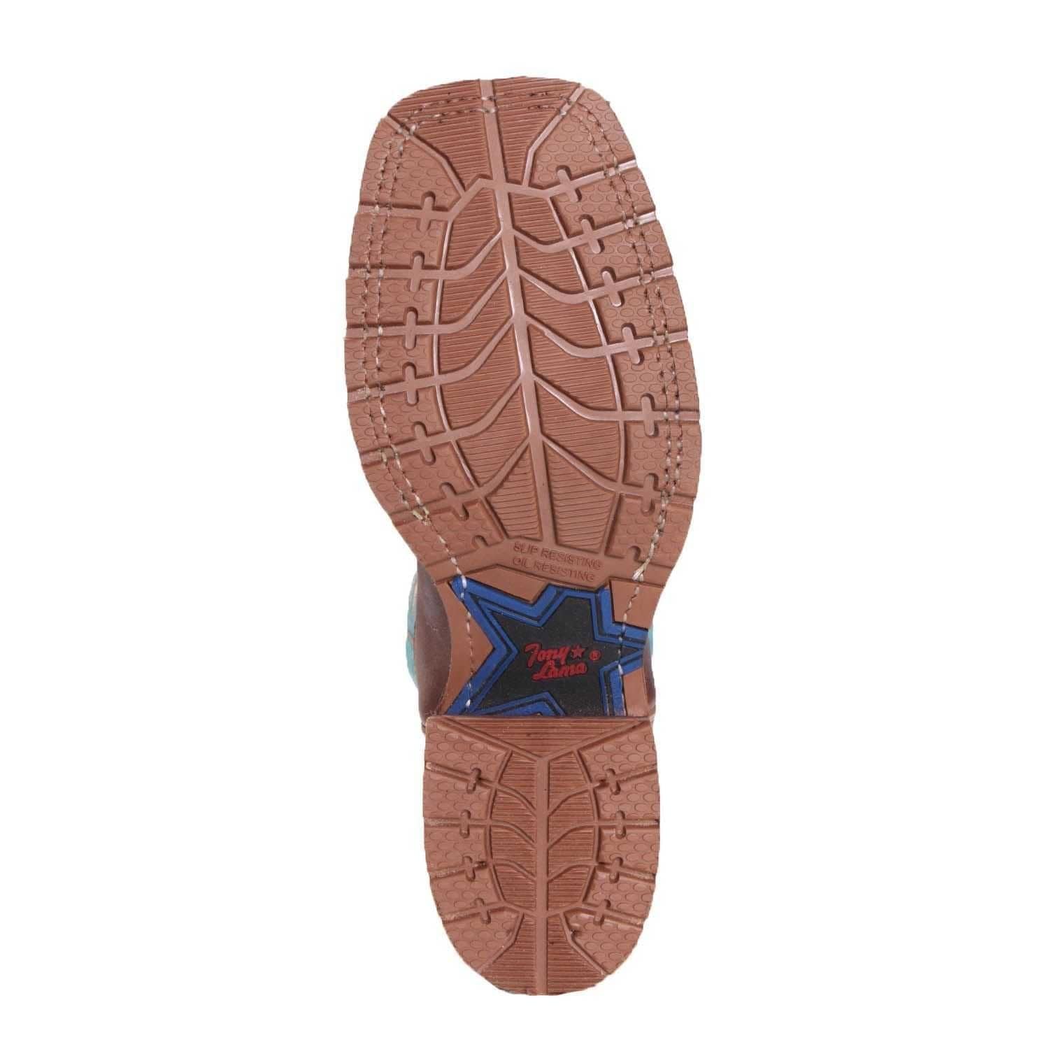 Tony Lama Women's Jemma Blonde/Tan and Turquoise Western Boots XT5151L - Image 4